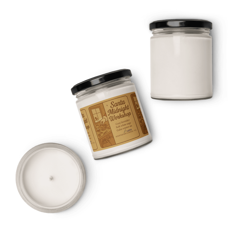 Santa Midnight Workshop / Scented Soy Candle, 9oz